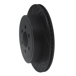 Dodge Durango Brake Rotor (1) - Rear Left - R1 Concepts - Drilled & Slotted - Black - 2003